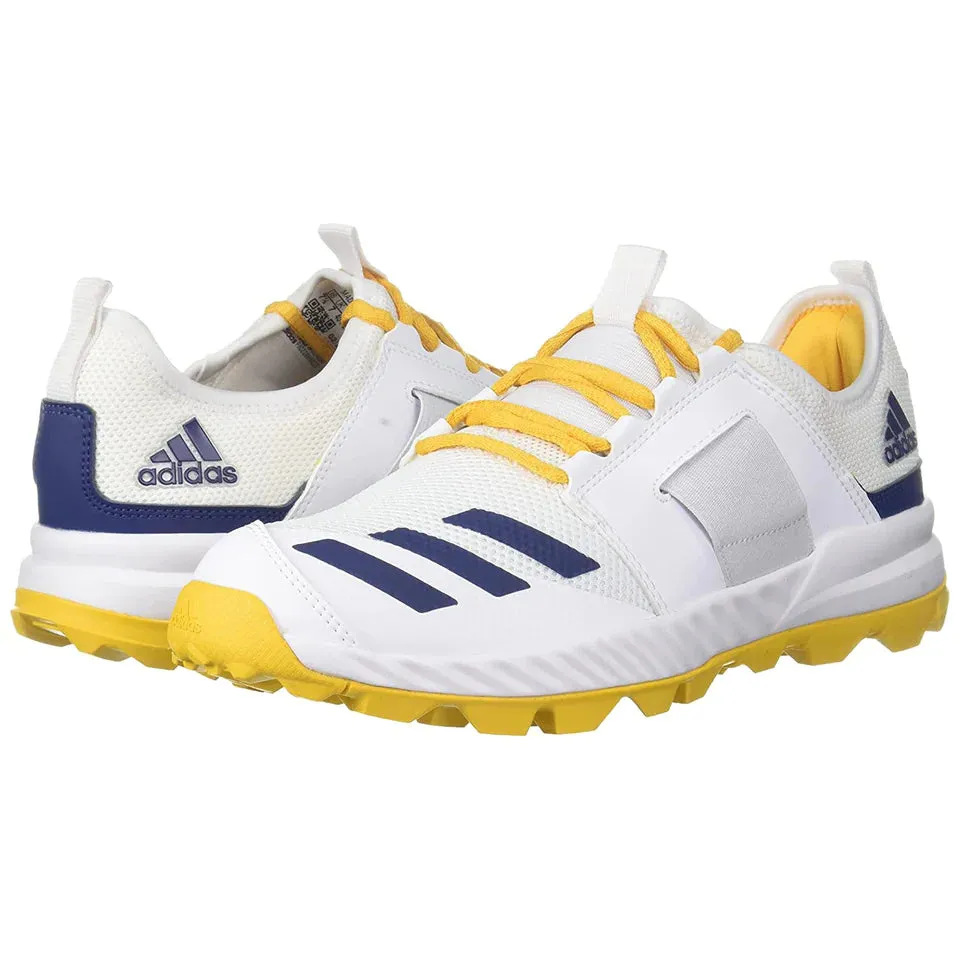 Adidas Cricup 21 Men's Cricket Shoes - Feather White/Tech Indigo/Active Gold