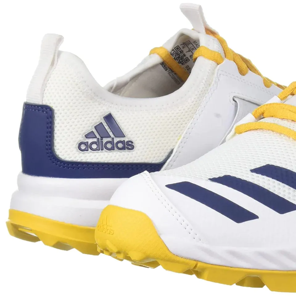 Adidas Cricup 21 Men's Cricket Shoes - Feather White/Tech Indigo/Active Gold