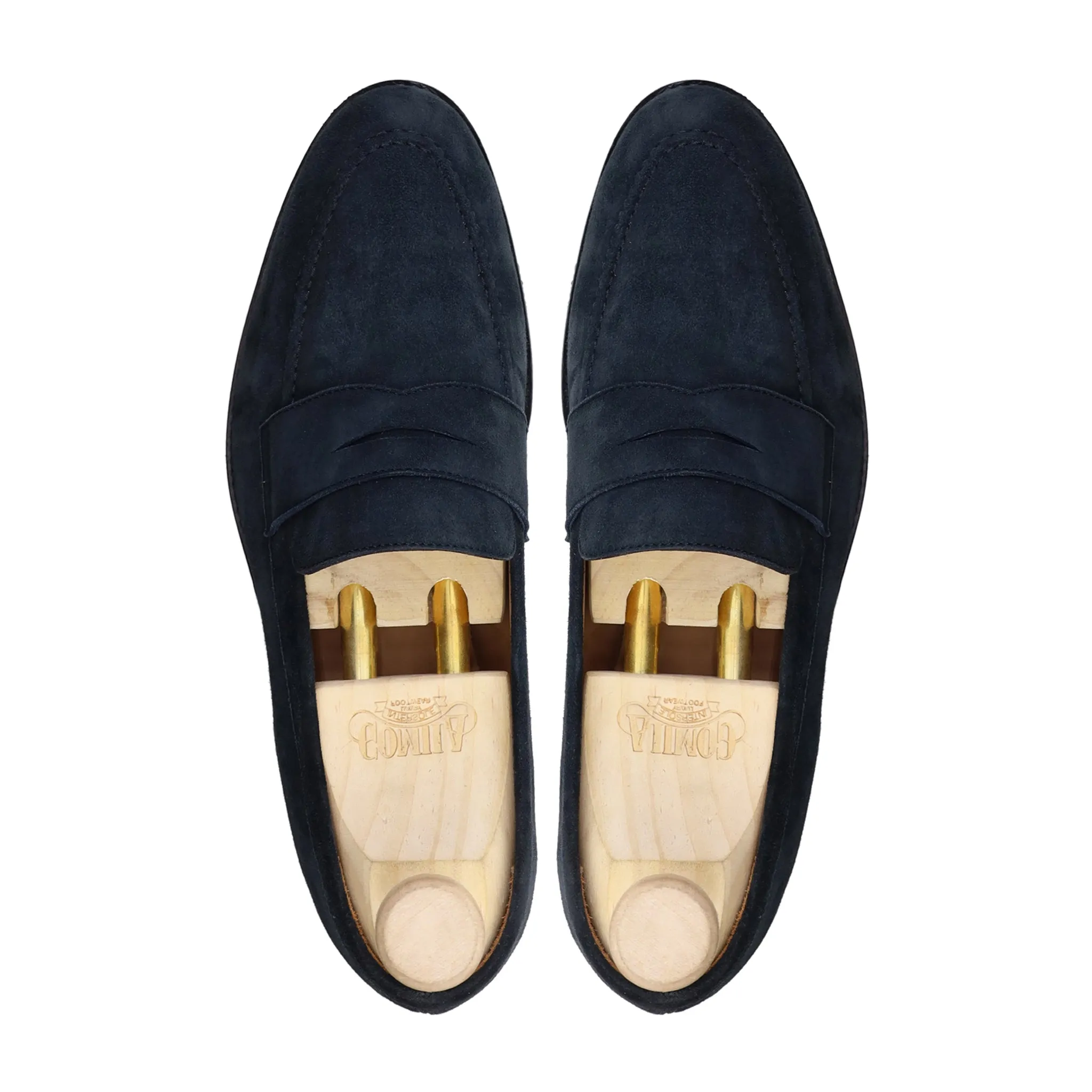 Awas - Navy Blue Kid Suede Loafer