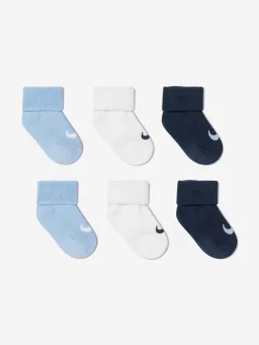 Baby Boys 6 Pack Terry Cuffed Socks Set in Blue