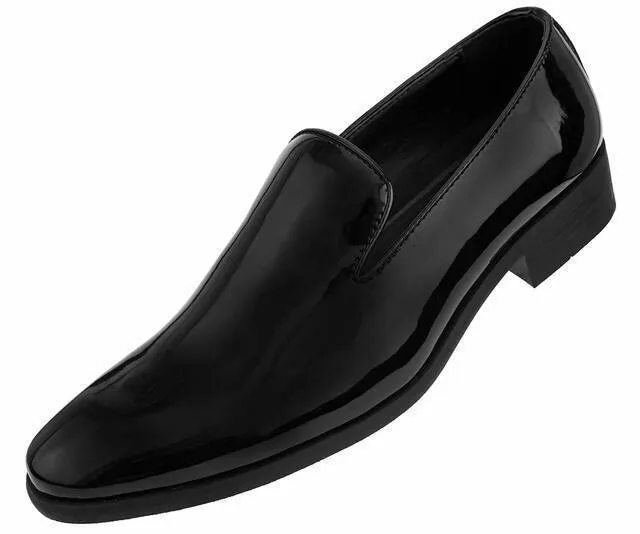 Black Slip On Shiny Tuxedo Shoes