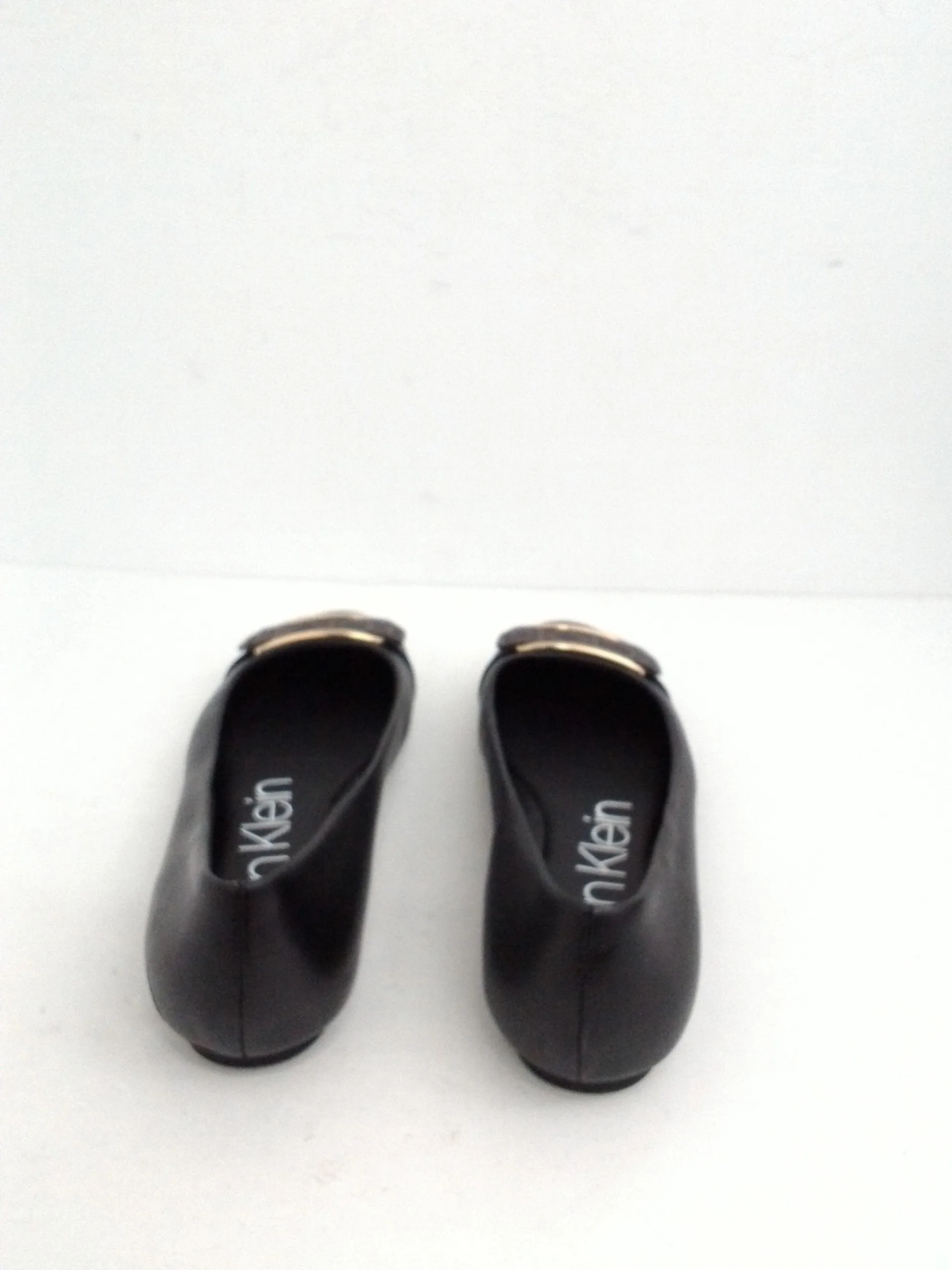 Calvin Klein Women's Oneta Black Leather Flats Size 10 M