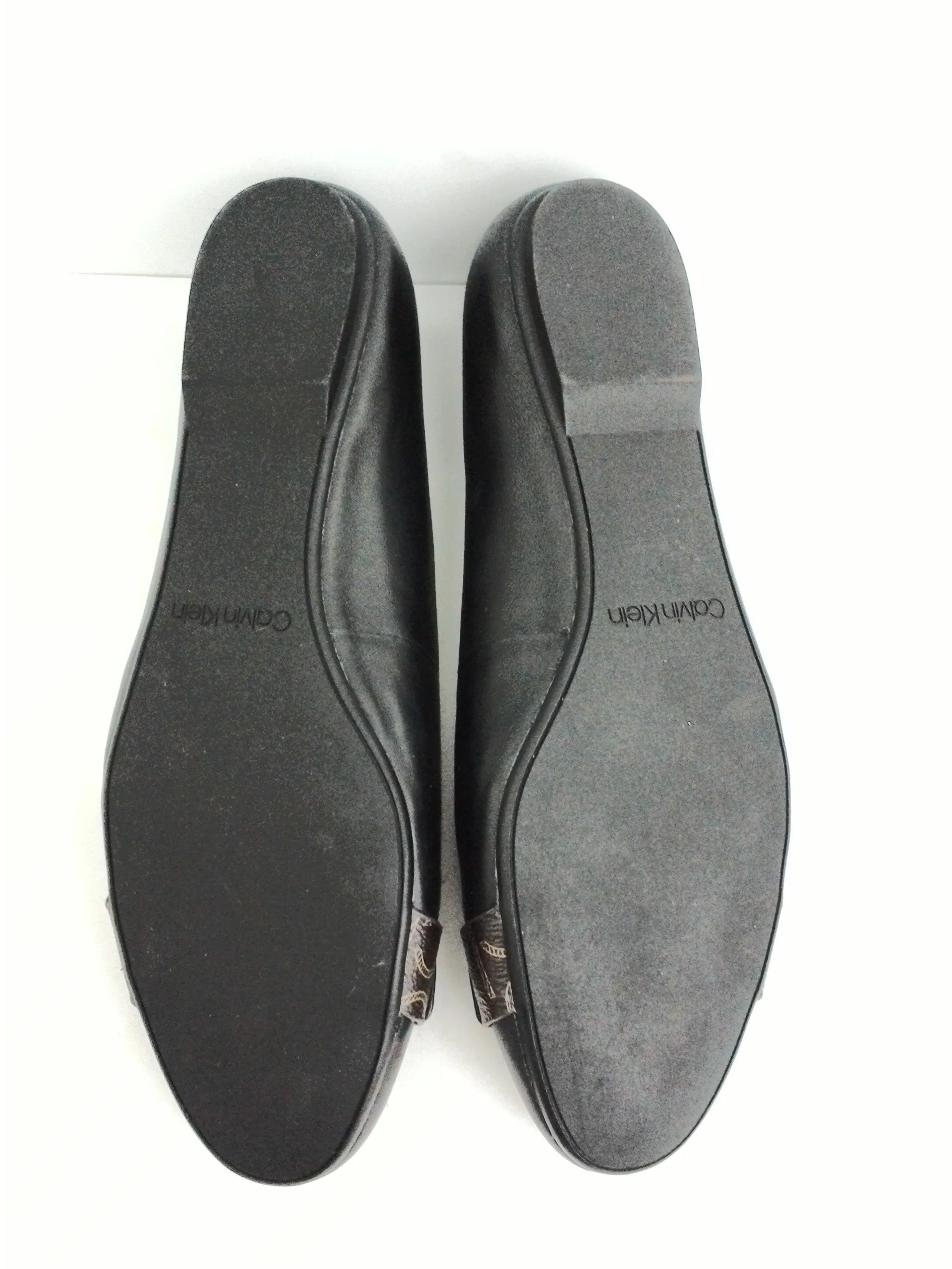 Calvin Klein Women's Oneta Black Leather Flats Size 10 M