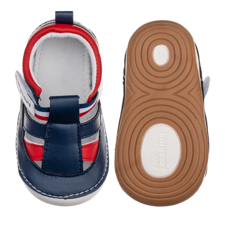 FLYNN navy and red baby and toddler boys sandals