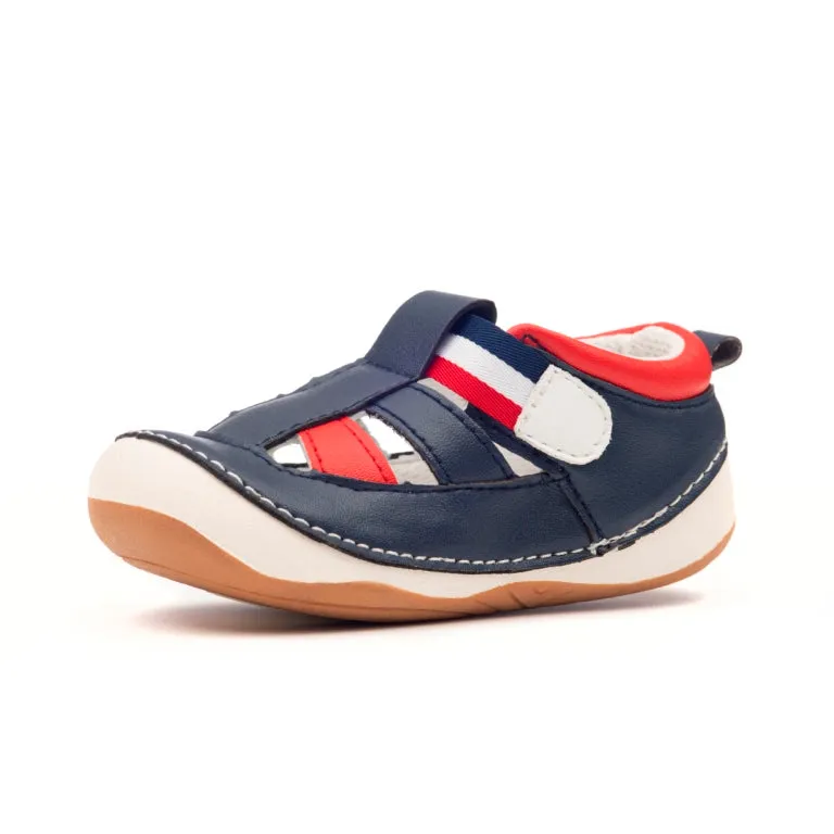 FLYNN navy and red baby and toddler boys sandals