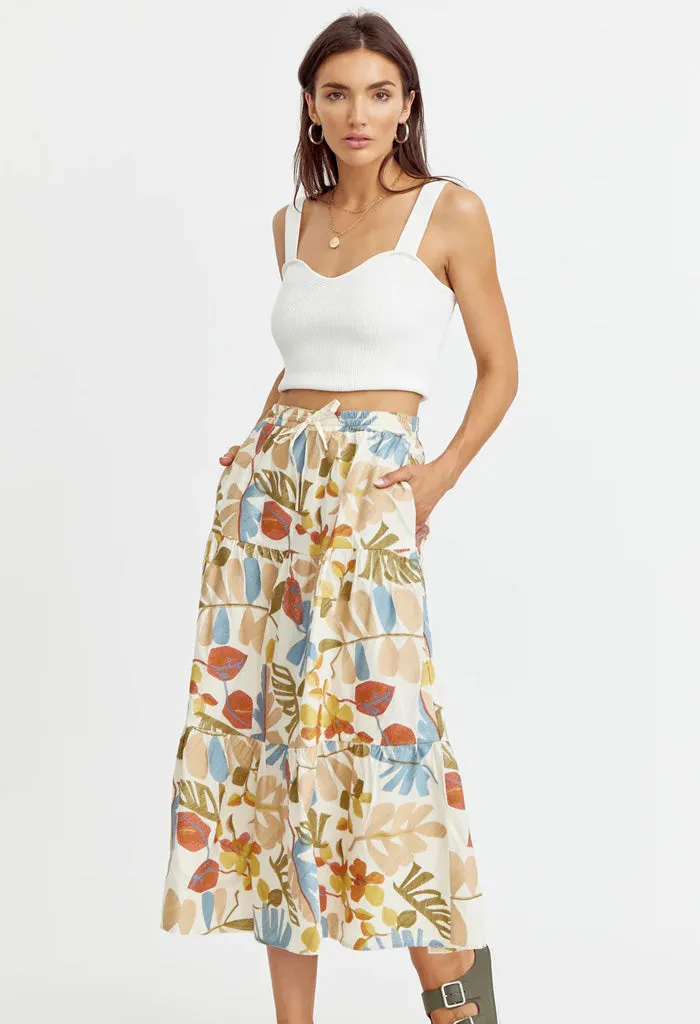 Grant Embroidered Midi Skirt