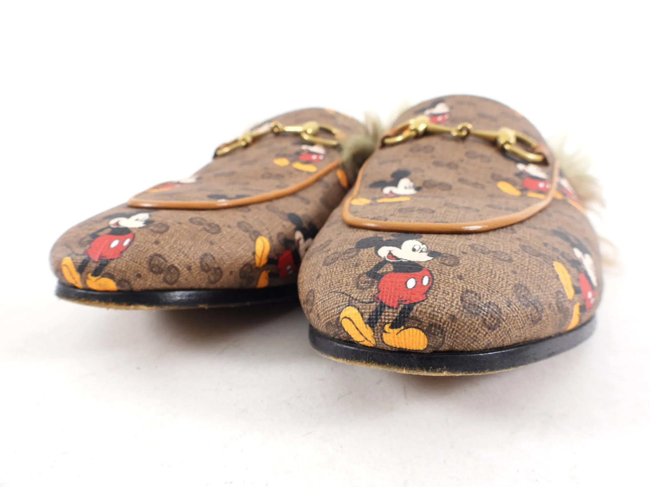 Gucci x Disney Mickey Mouse Shearlling Horsebit Slide Mule - 36