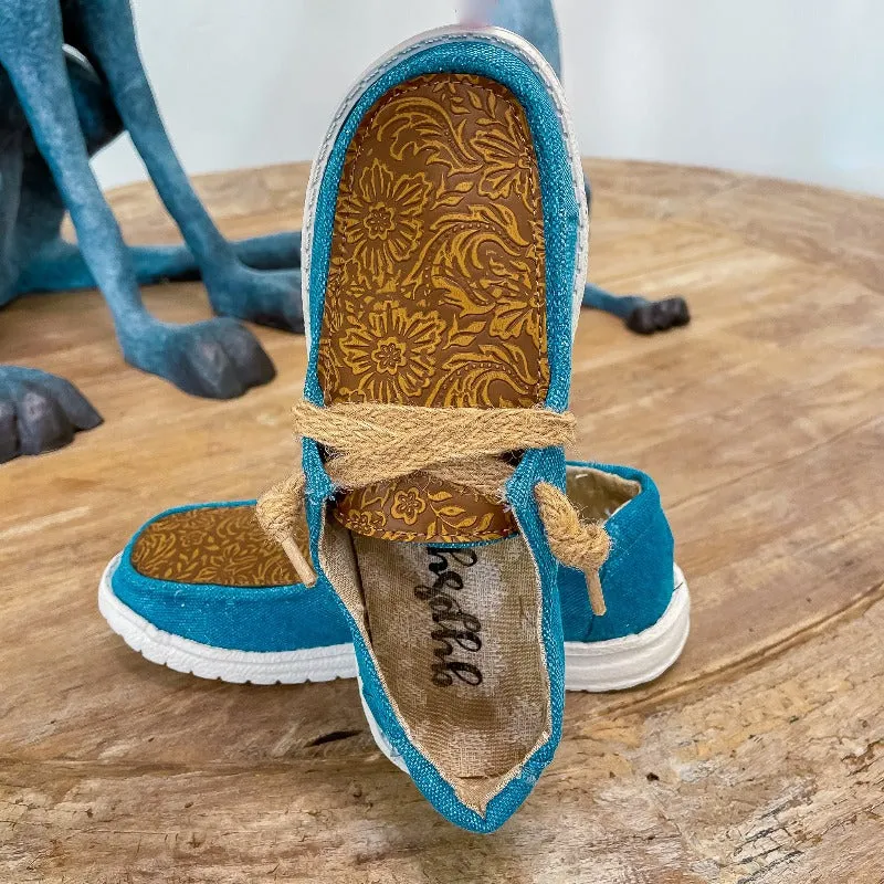 Gypsy Jazz Turquoise Luma Slip on Sneakers