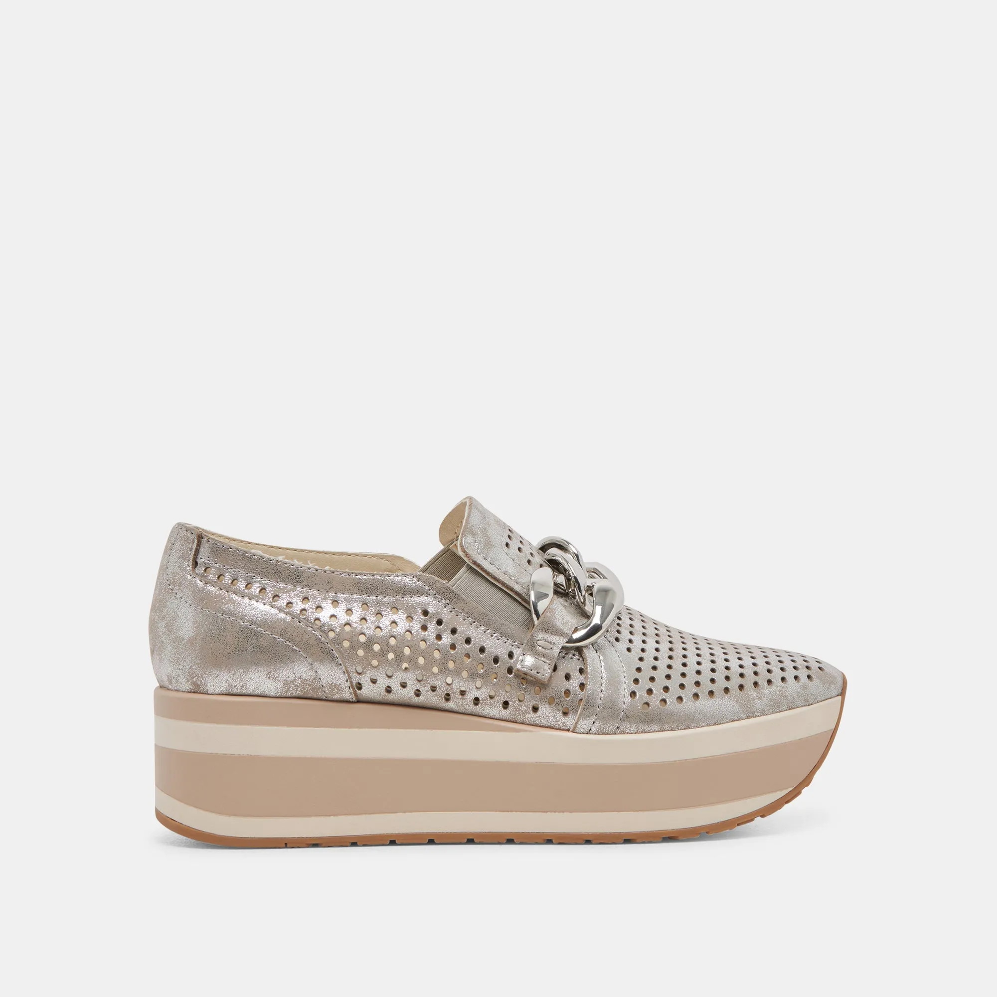 JHENEE PERFORATED SNEAKERS SILVER NUBUCK