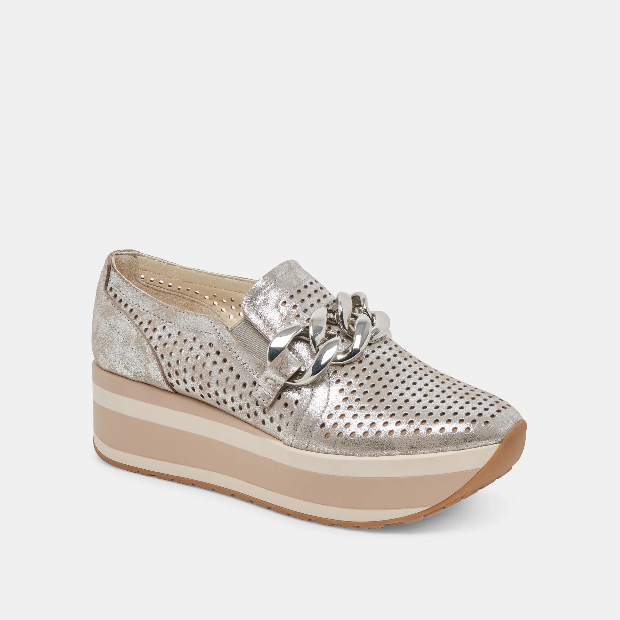 JHENEE PERFORATED SNEAKERS SILVER NUBUCK