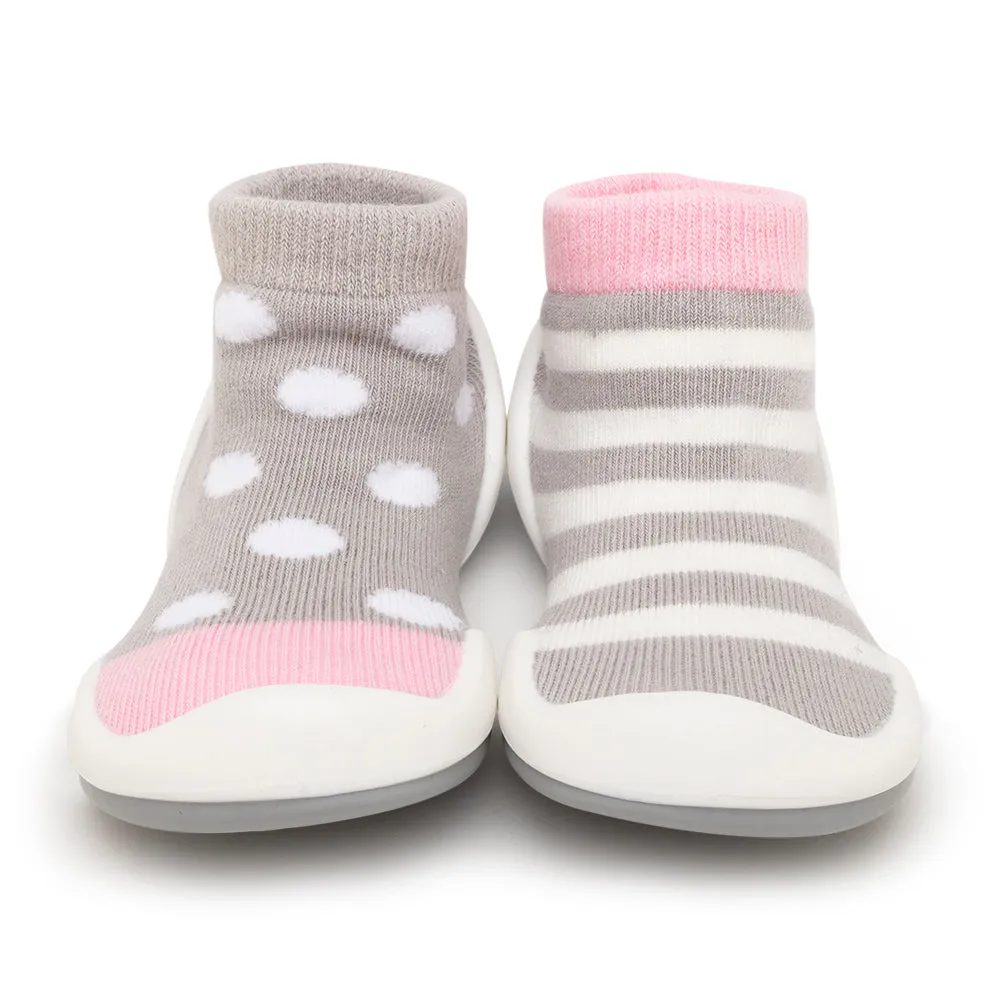 Komuello Baby Shoes - Dots & Stripes - Pink