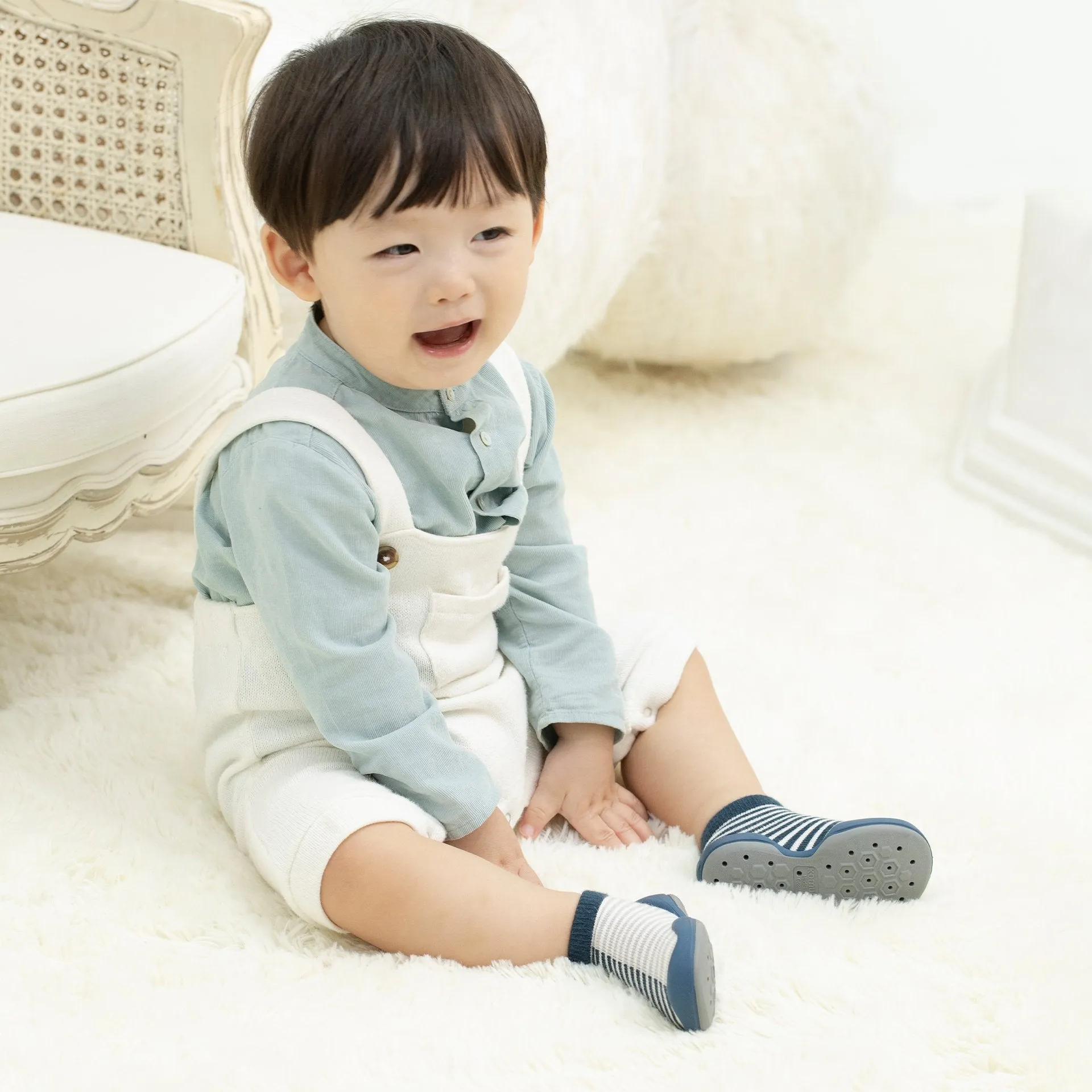 Komuello Baby Shoes - Half Stripe - Navy