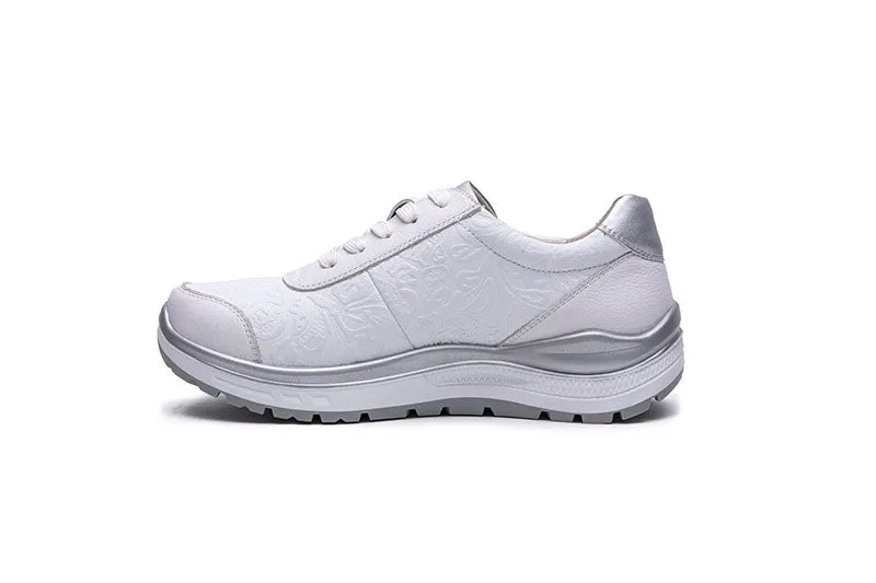 Ladies G-Comfort Lace Shoes Silver/White  R5581WF