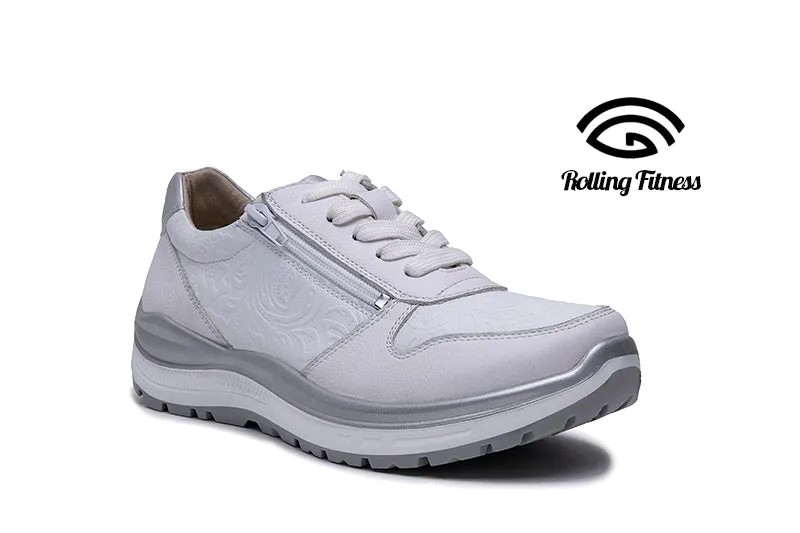 Ladies G-Comfort Lace Shoes Silver/White  R5581WF