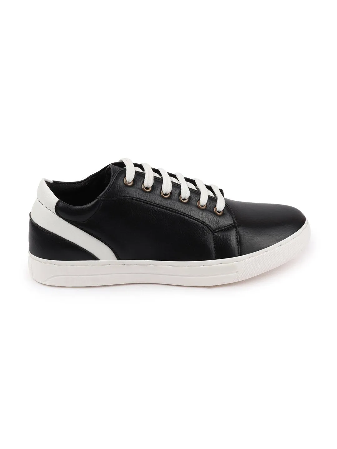 Men Black Stylish Lace Up Sneakers