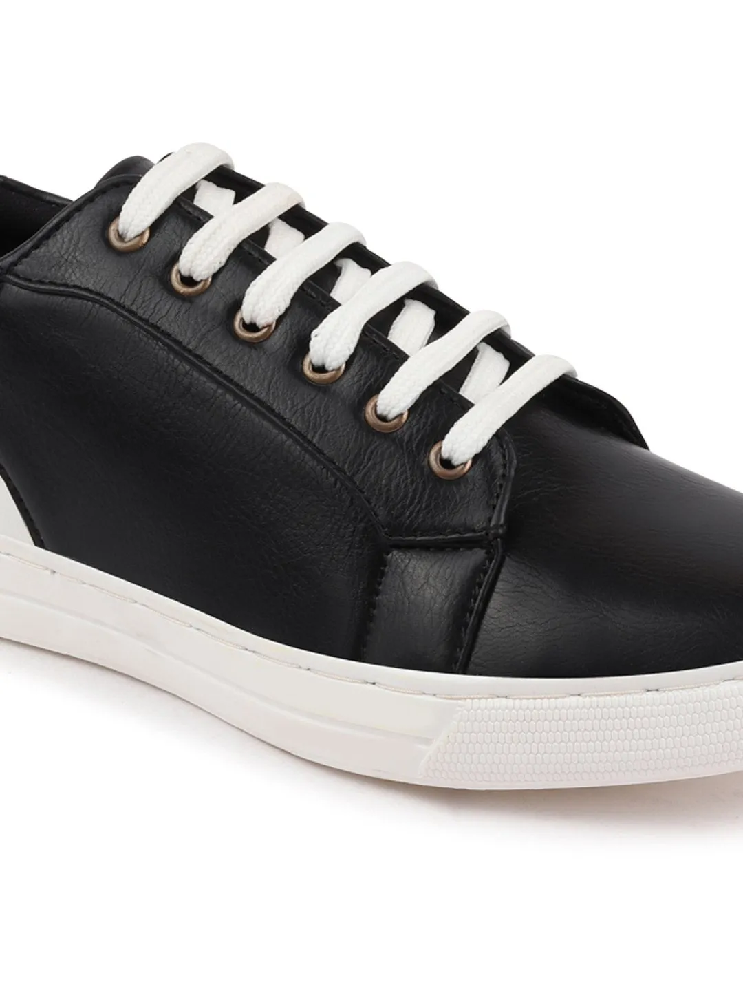 Men Black Stylish Lace Up Sneakers