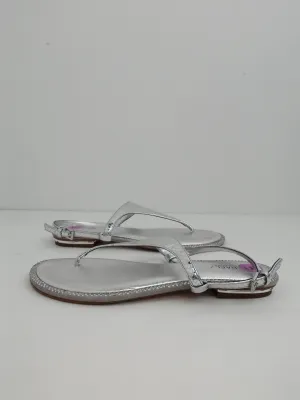 Michael Kors Women's Silver Leather thong Sandal Size 5