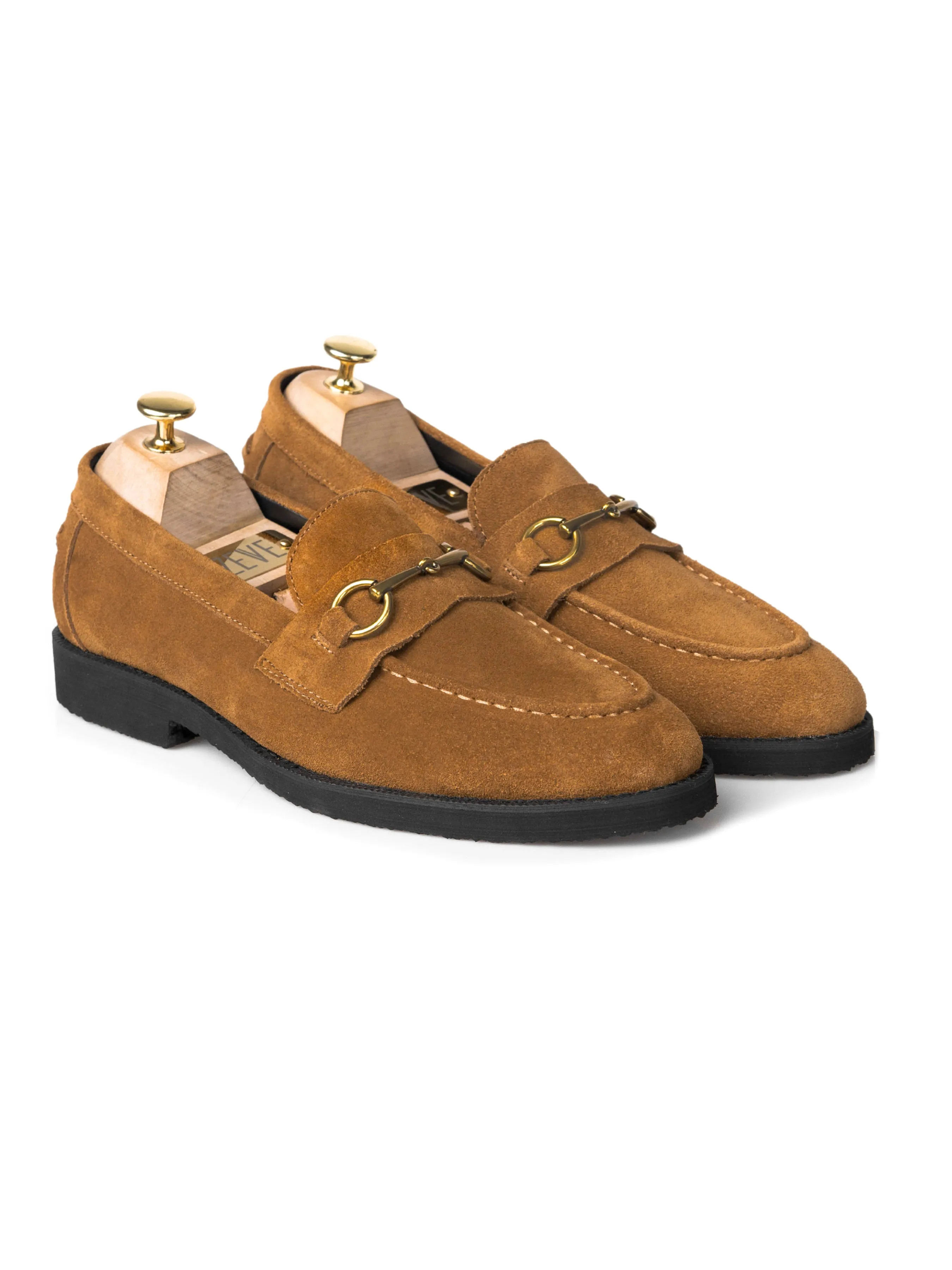 Penny Loafer Horsebit Buckle - Camel Suede Leather (Crepe Sole)