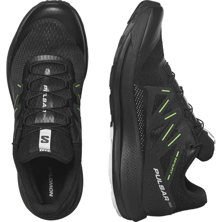 Salomon Pulsar Trail Shoe (Men's) Black / Black / Green Gecko