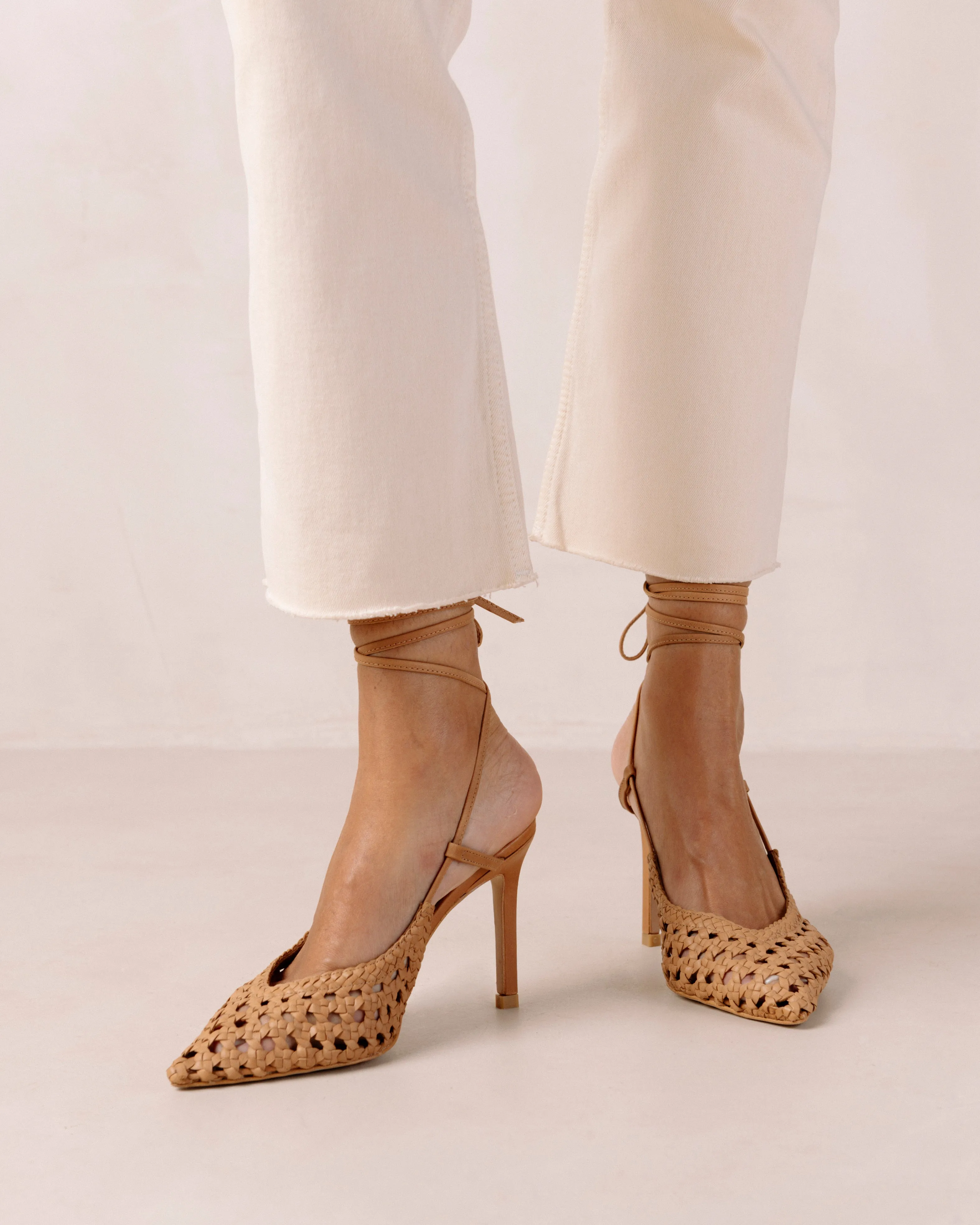 Sandstorm Camel Leather Pumps