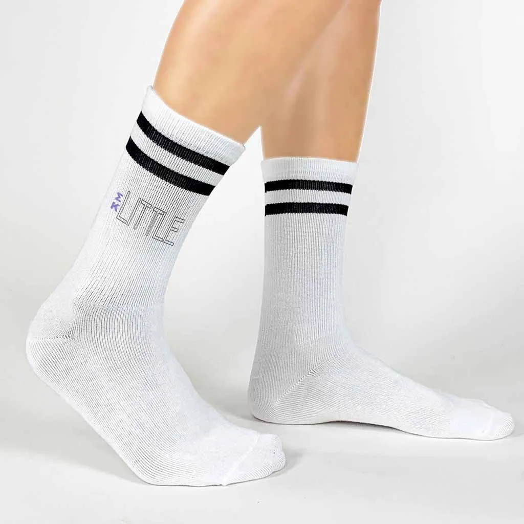 Sigma Kappa Sorority Socks for your Big and Little with Greek Letters on Striped Cotton Crew Socks