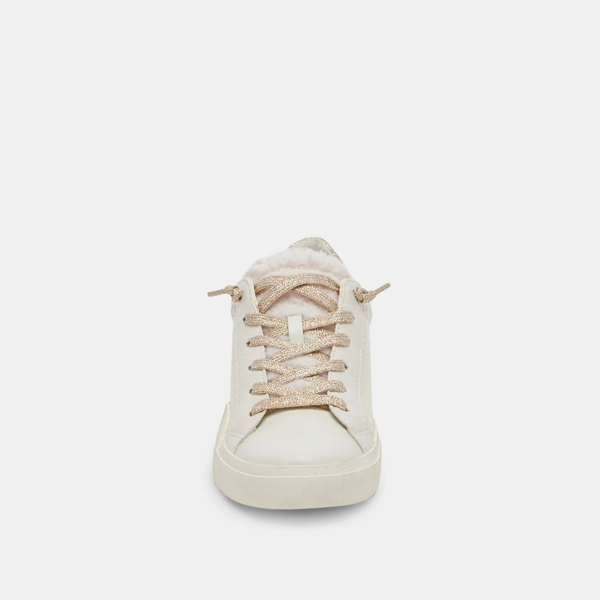 ZINA PLUSH SNEAKERS WHITE SLICED LEATHER